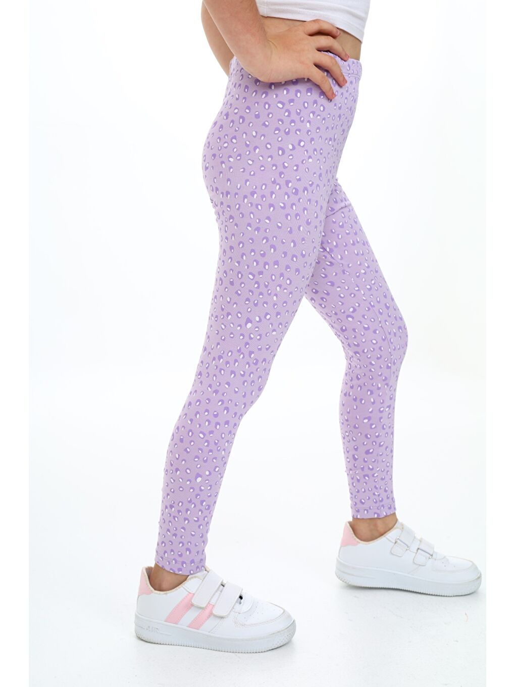 Lila Kız Çocuk Baskılı Tayt-1