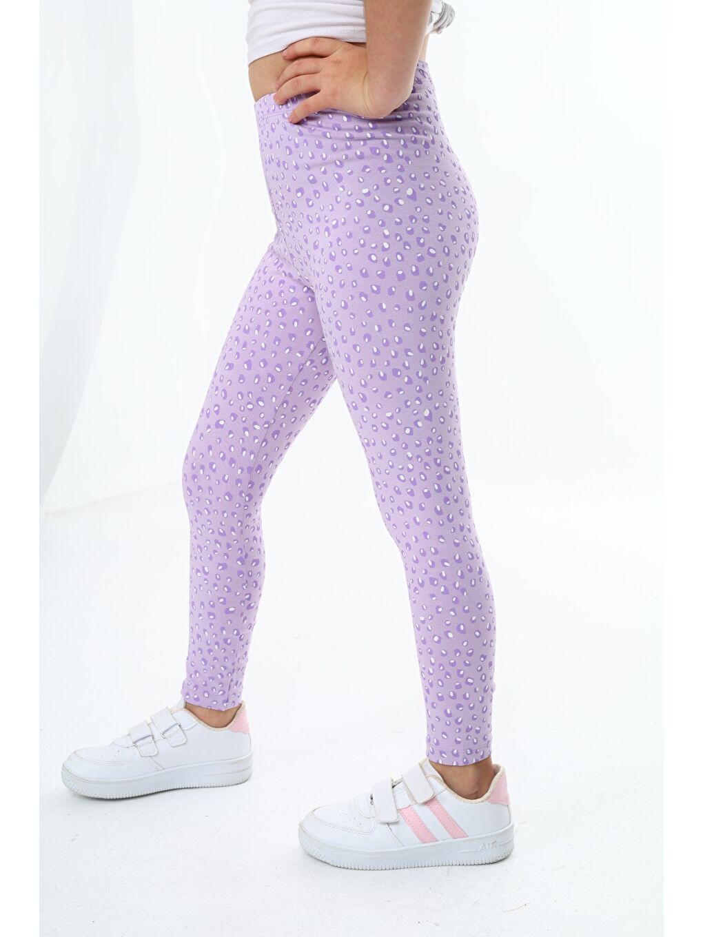 Lila Kız Çocuk Baskılı Tayt-3