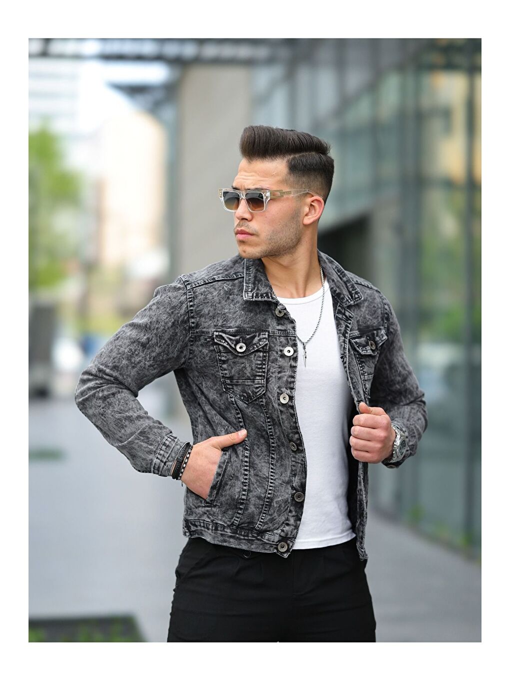 Erkek Gri Jean Ceket-2