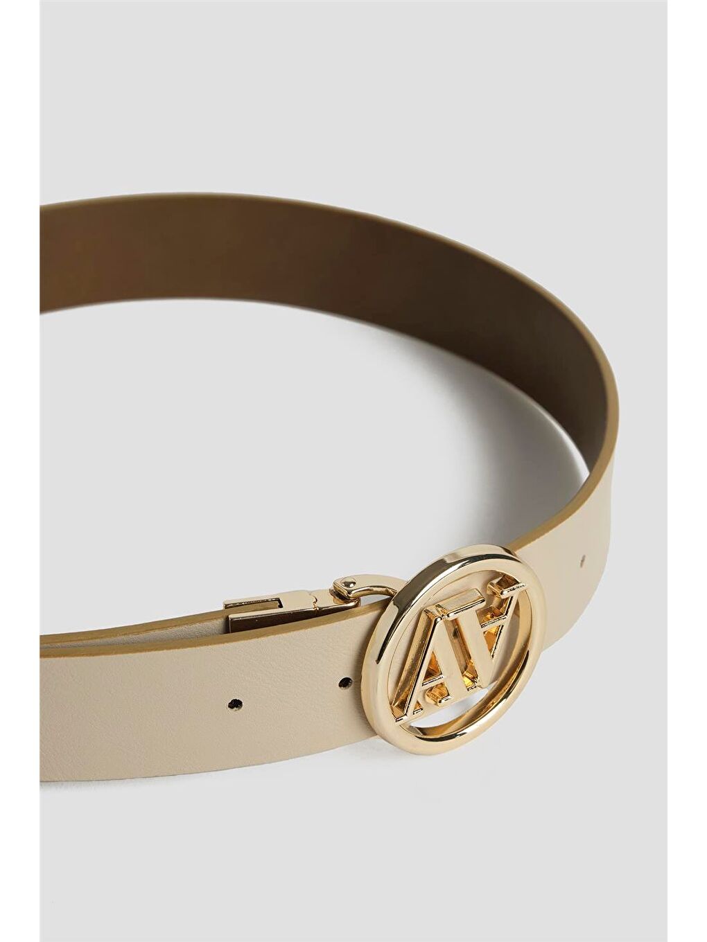 Logolu Çift Taraflı Deri Kemer 25Yd006 Vizon-Bej-1