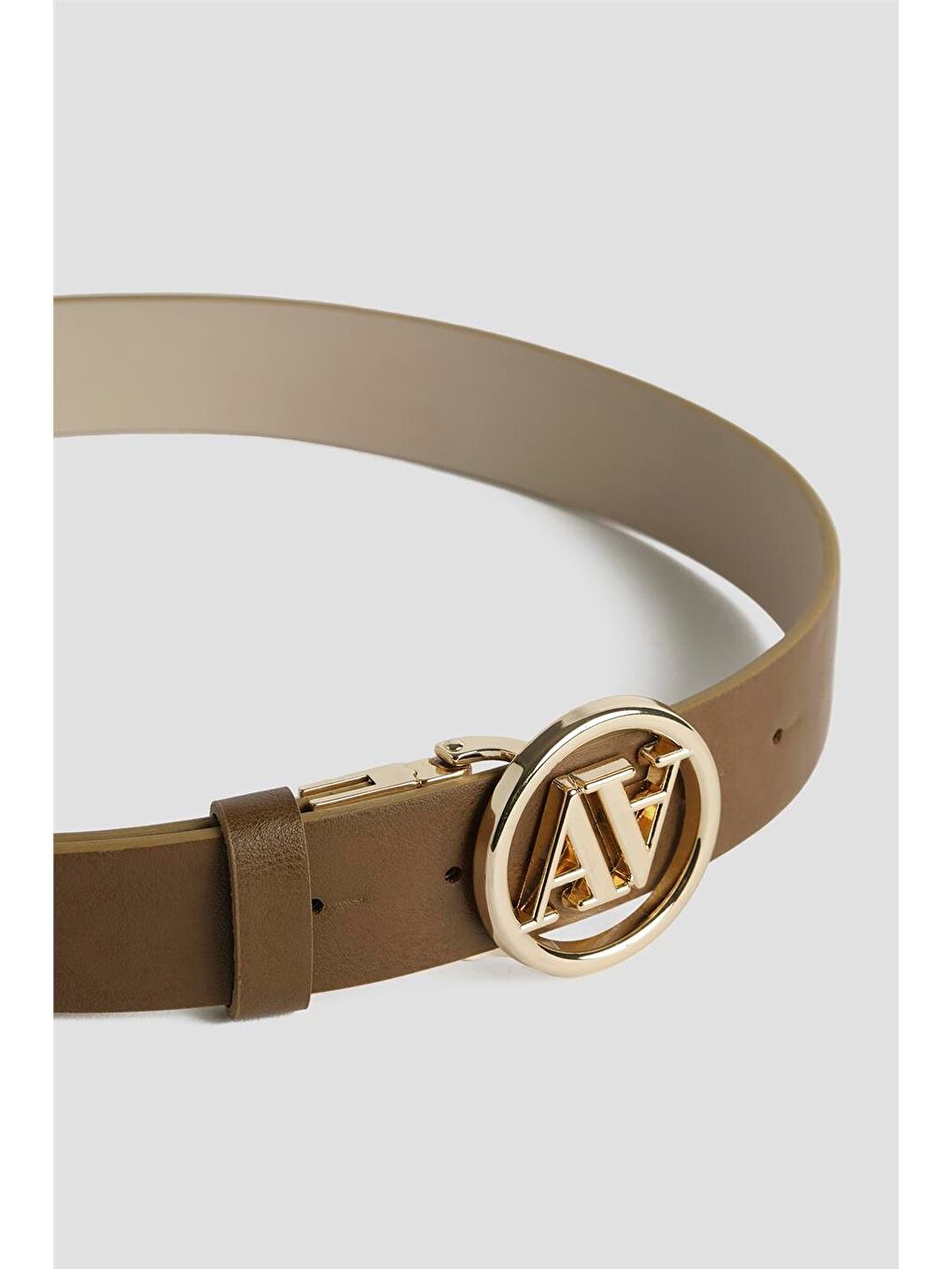 Logolu Çift Taraflı Deri Kemer 25Yd006 Vizon-Bej-2