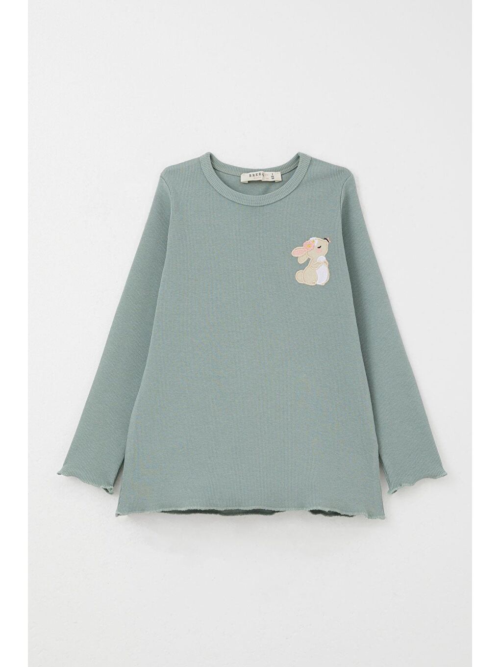 Turkuaz Kız Çocuk Taytlı Takım Sevimli Tavşancık Nakışlı Mint Yeşili (2-6 Yaş)-1