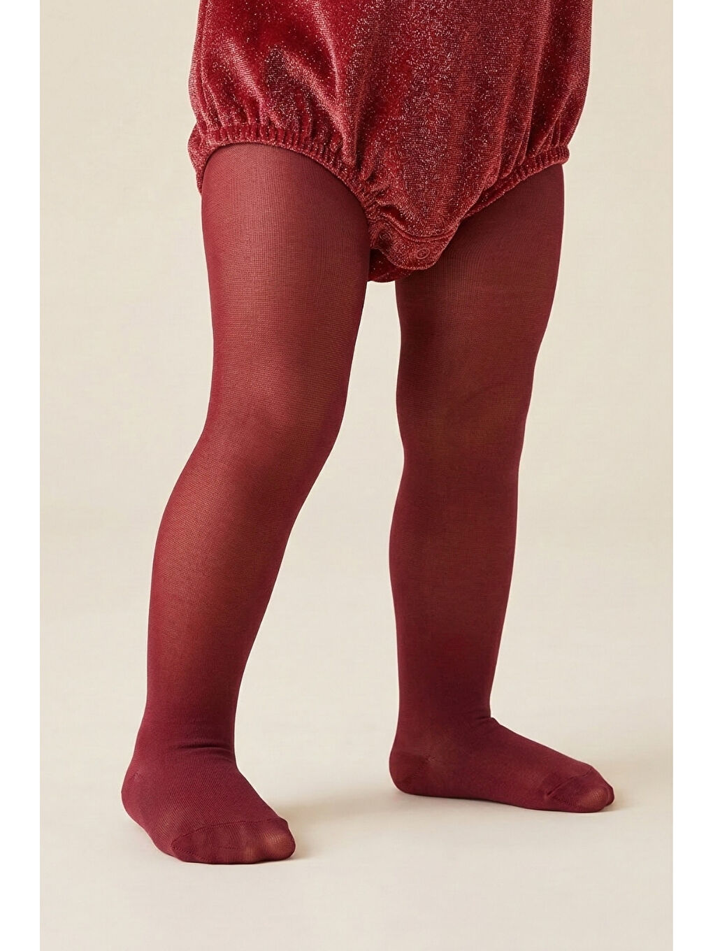 Bordo Kız Çocuk Muz Külotlu Çorap-1