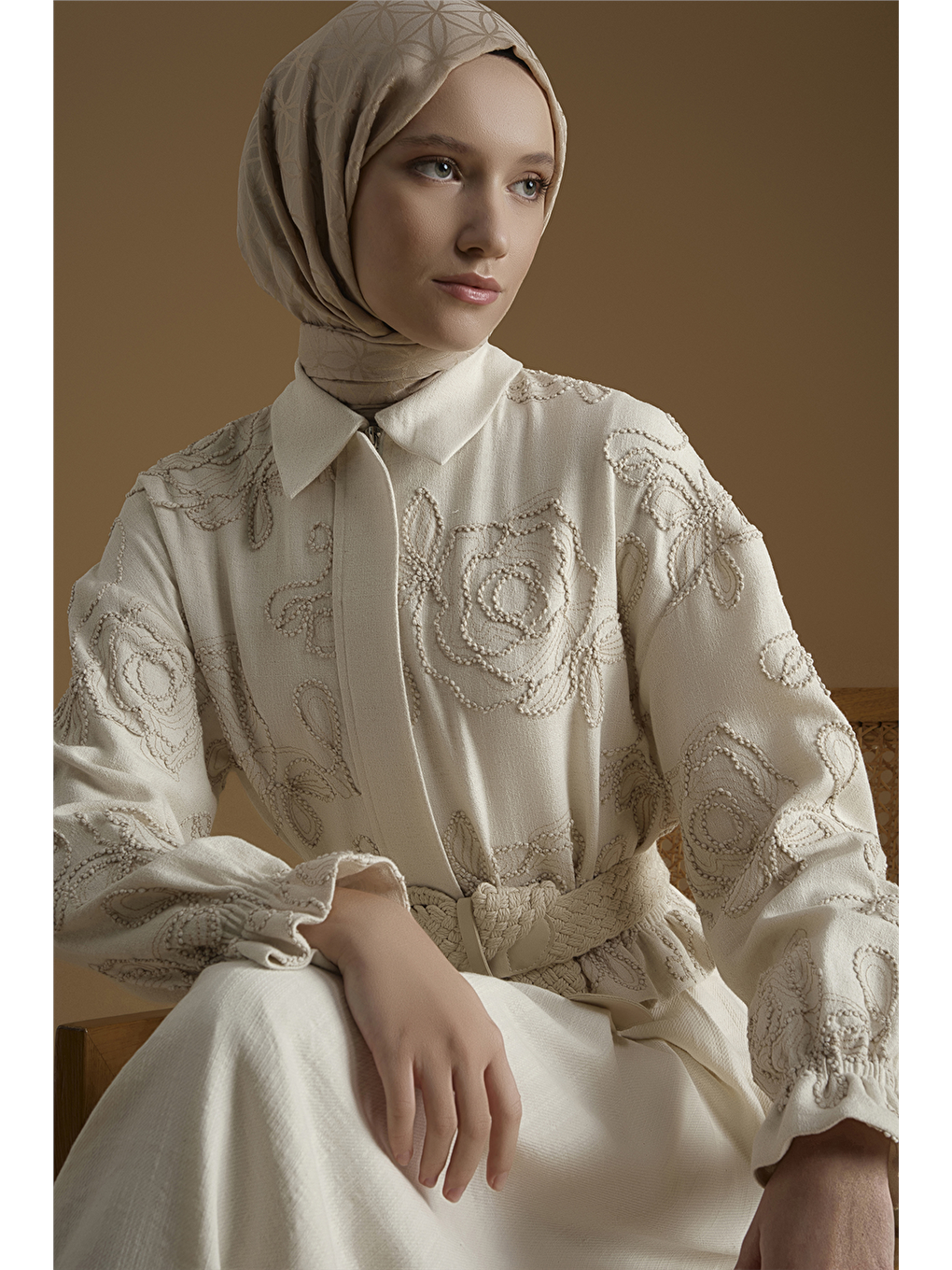 Süzene Nakışlı Takım Ekru-3