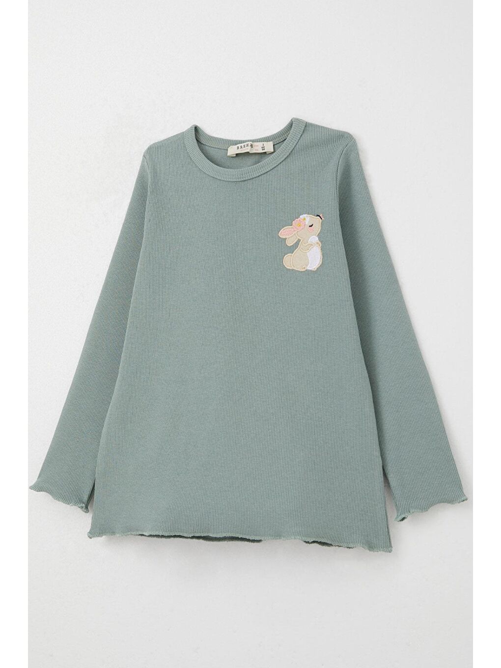 Turkuaz Kız Çocuk Taytlı Takım Sevimli Tavşancık Nakışlı Mint Yeşili (2-6 Yaş)-5