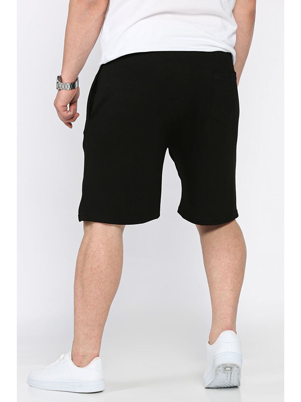 Siyah Bel Bağcıklı Amblemli Erkek Şort-2