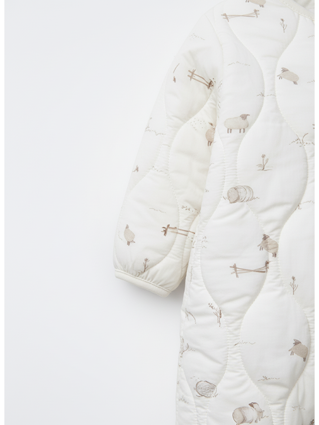 Karışık Unisex Çocuk Pamuklu Ekru Çift Fermuarlı Hayvancık Desenli Uyku Tulum-2