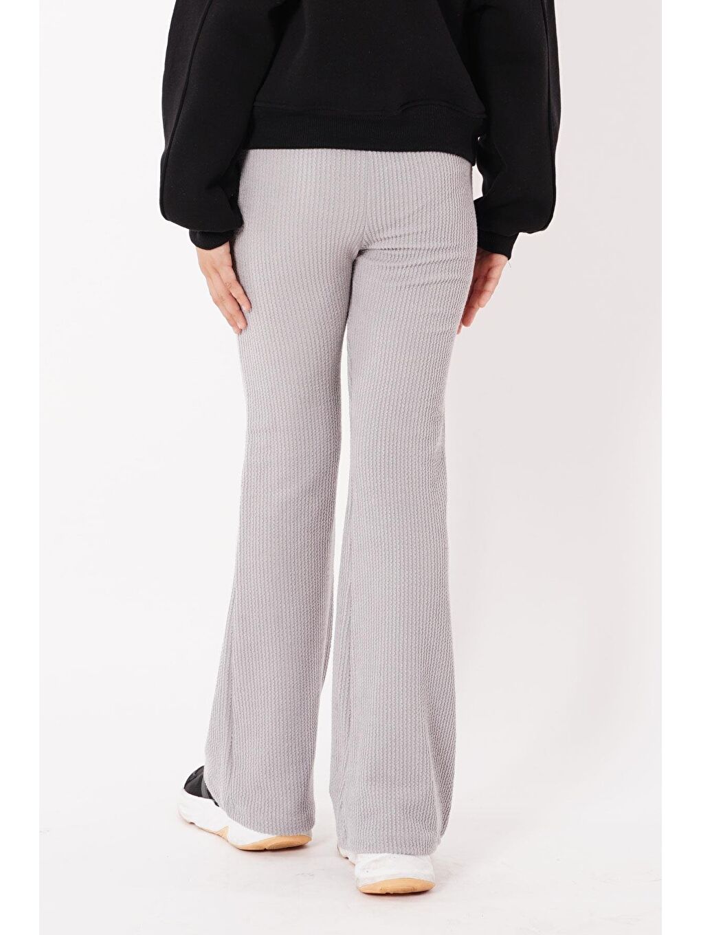 Fitilli İspanyol Paça Gri Renk Kız Çocuk Tayt-3