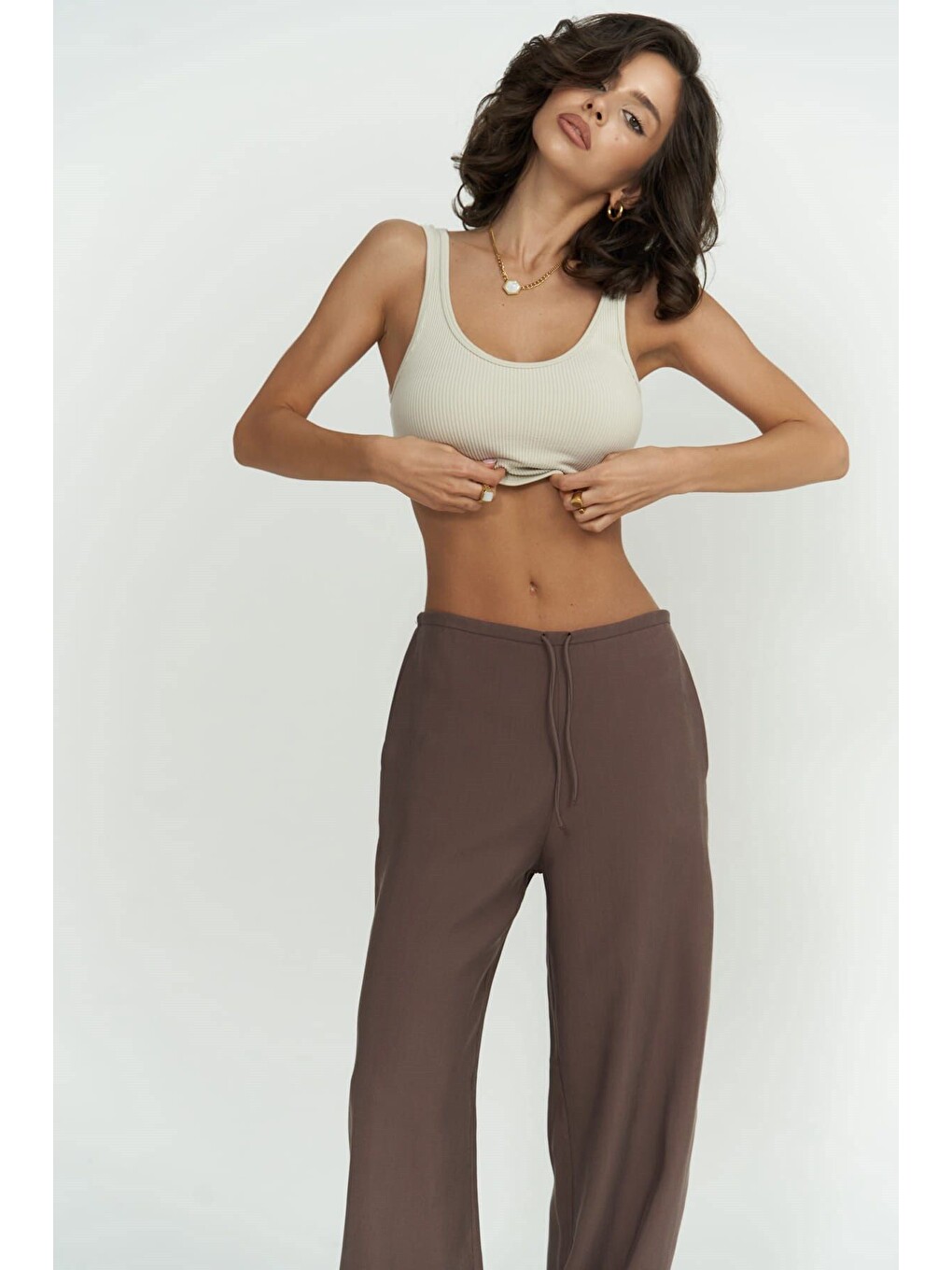 Kahverengi Paris Kahve Basic Pantolon-7