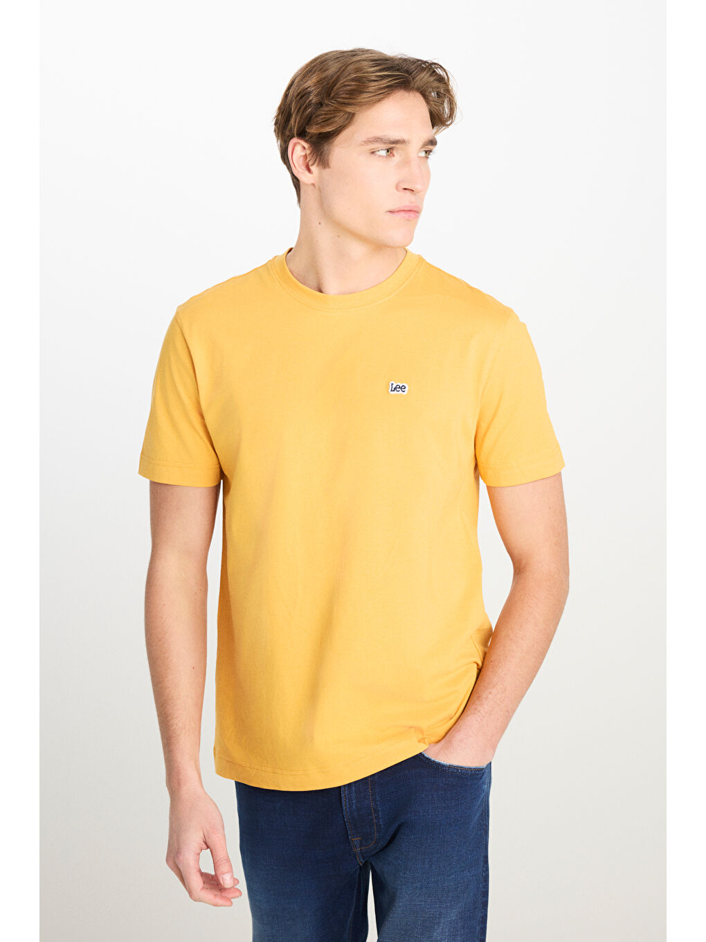 Regular Fit Normal Kesim Bisiklet Yaka Sarı Tişört