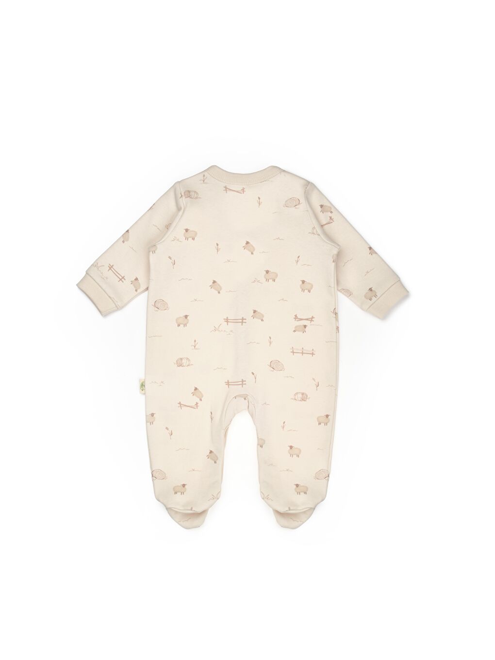 Karışık Unisex Çocuk Pamuklu Ekru Çift Fermuarlı Hayvancık Desenli Uyku Tulum-4