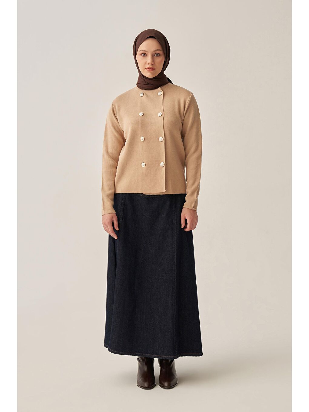 Bej-Kısa Form Ceket Hırka-1