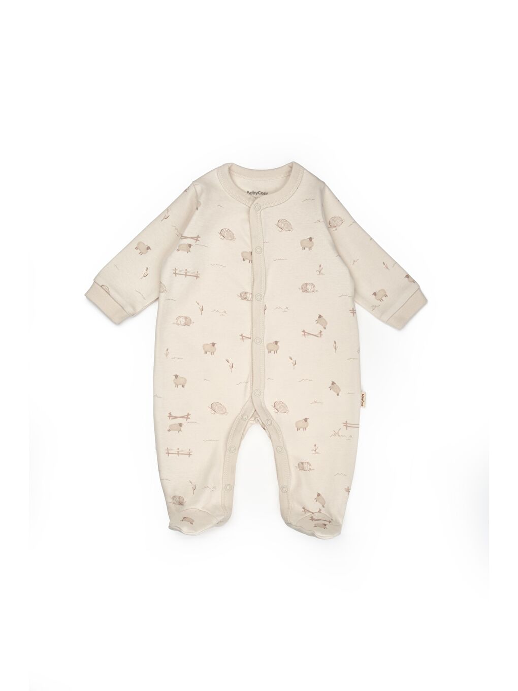 Karışık Unisex Çocuk Pamuklu Ekru Çift Fermuarlı Hayvancık Desenli Uyku Tulum-5