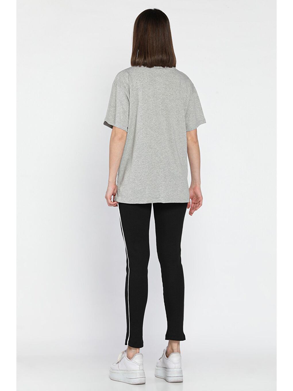 Gri Kadın Bisiklet Yaka Tişört Tayt İkili Takım (m-l-xl Uyumludur)-2