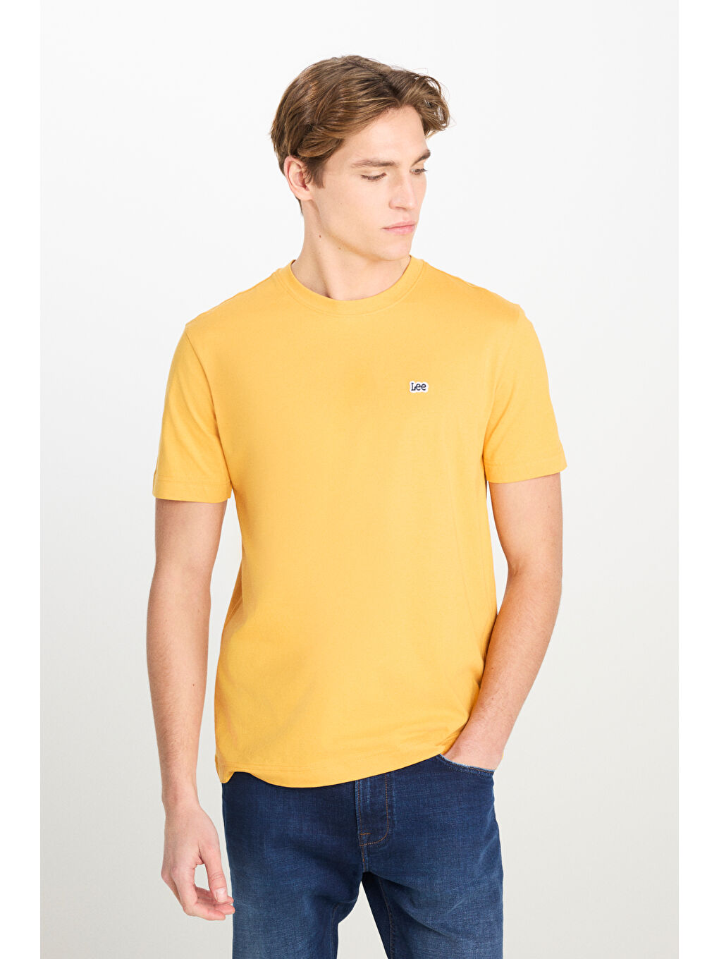 Regular Fit Normal Kesim Bisiklet Yaka Sarı Tişört-1