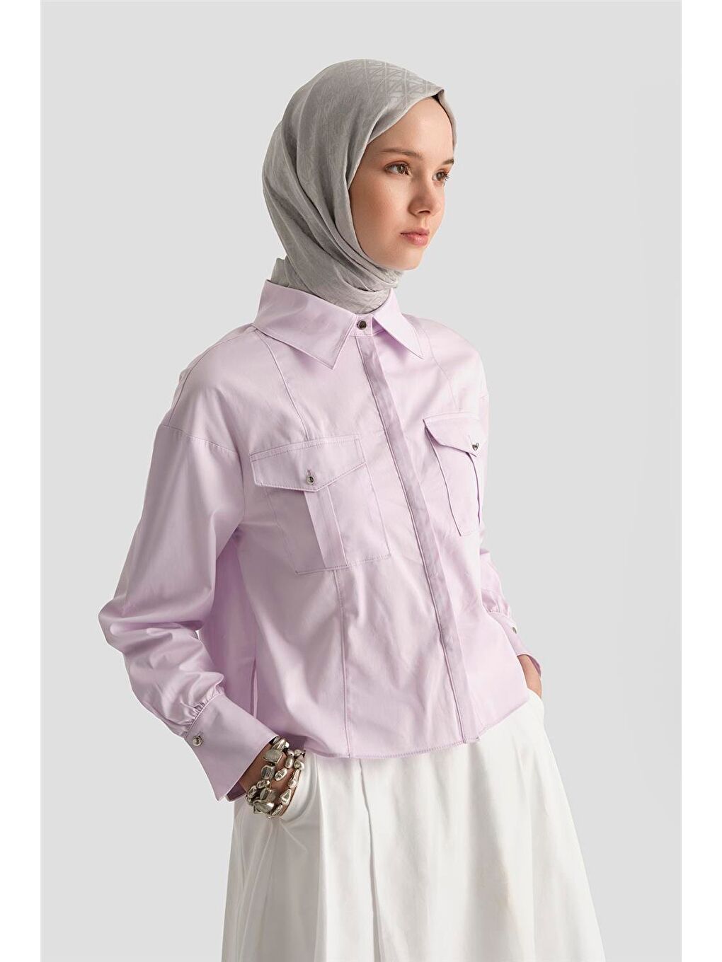 Kargo Cepli Gömlek 25Y3741 Lila-2