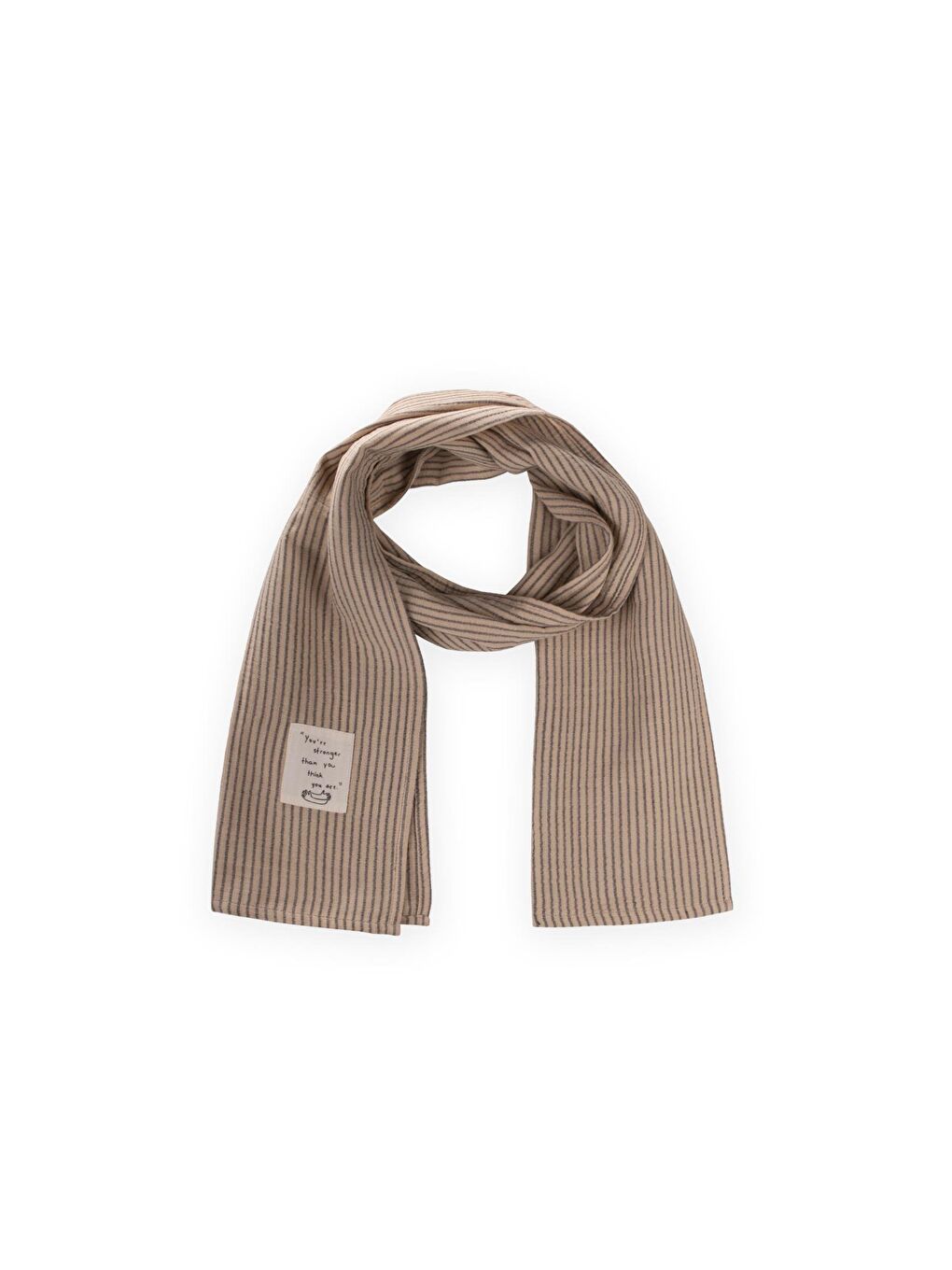 Çocuk Fular 25X140 Cm Bej İnce Çizgili