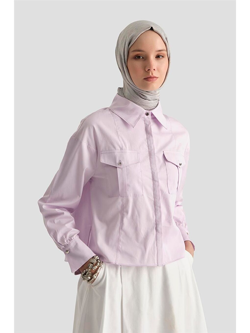 Kargo Cepli Gömlek 25Y3741 Lila-3