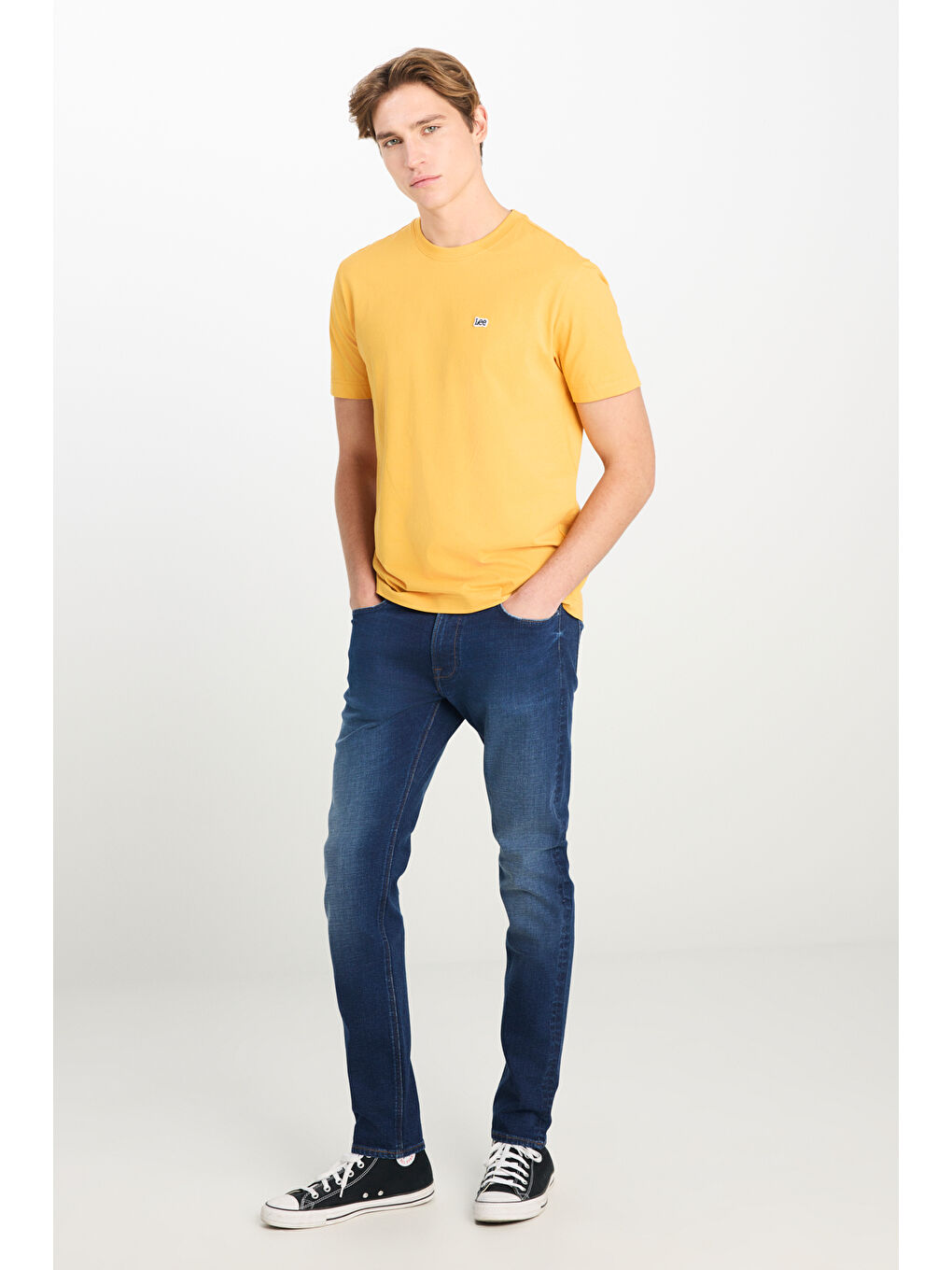 Regular Fit Normal Kesim Bisiklet Yaka Sarı Tişört-2