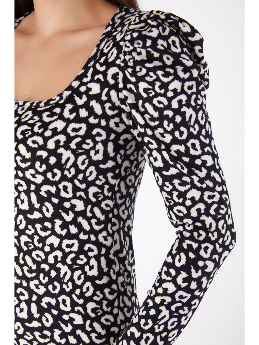 Prenses Kol Desenli Elbise Siyah - 26373-5