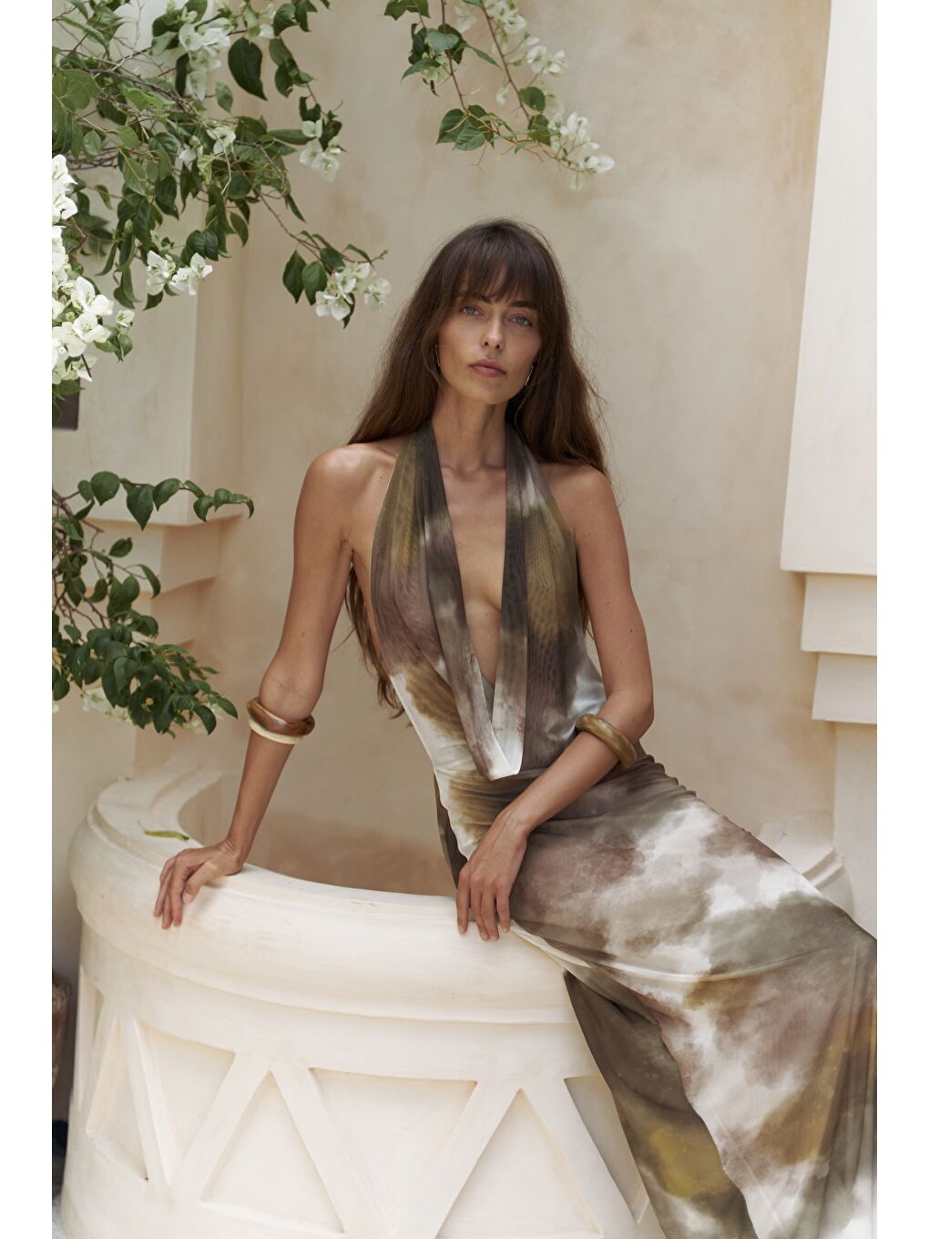 Galagher Degaje Yeşil Uzun Elbise-1