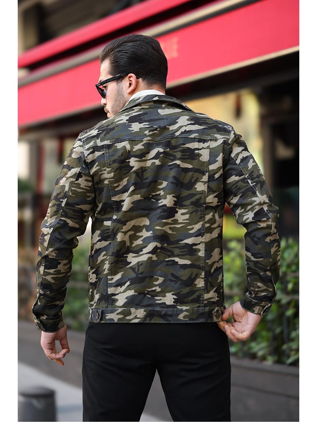 Yeşil Erkek A Kalite Slim Fit Denim Jean Ceket-3