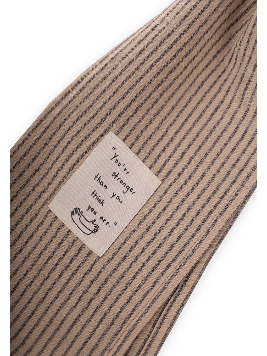 Çocuk Fular 25X140 Cm Bej İnce Çizgili-1