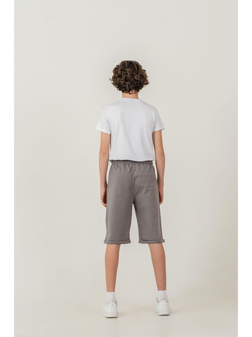 Gri Duble Paçalı Nyc Nakışlı Erkek Çocuk Şort-3