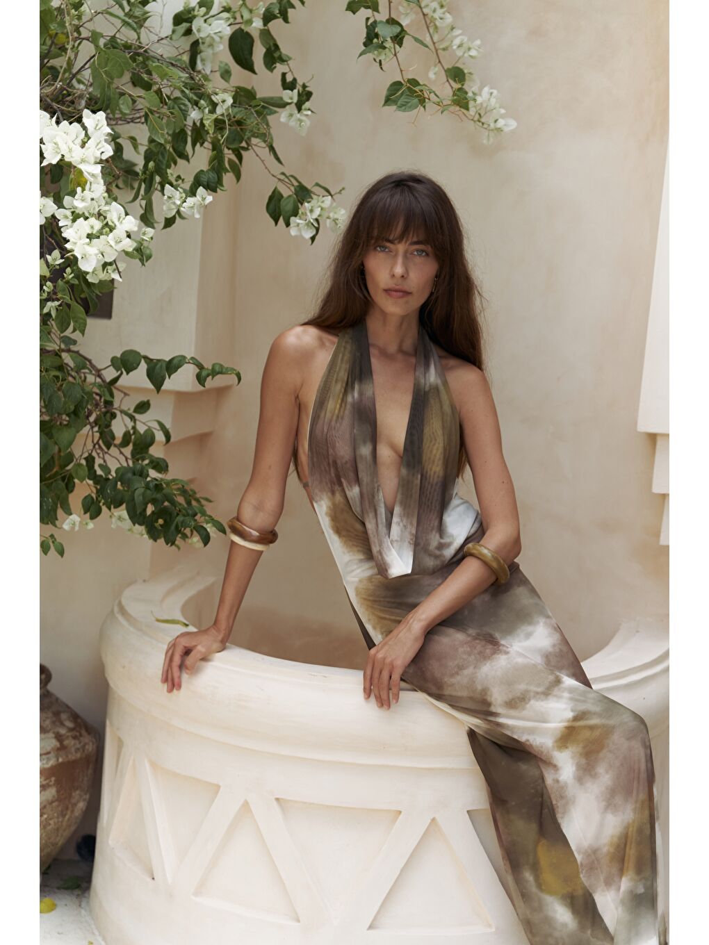 Galagher Degaje Yeşil Uzun Elbise-5