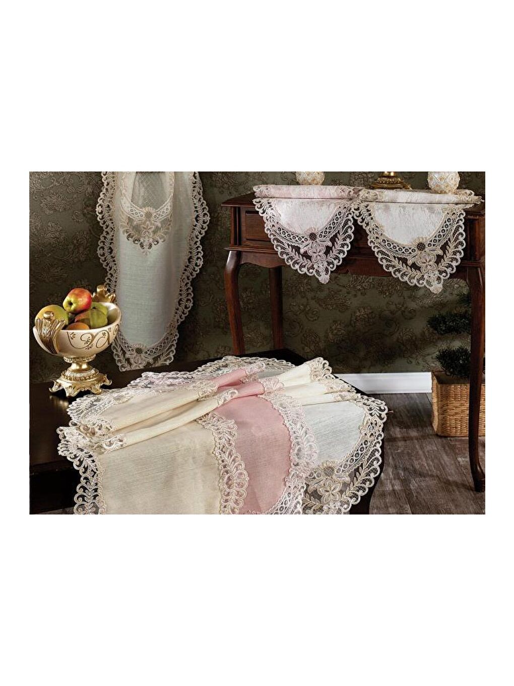 Pembe Dila Bulut Salon Takımı 5 Parça Pudra-3