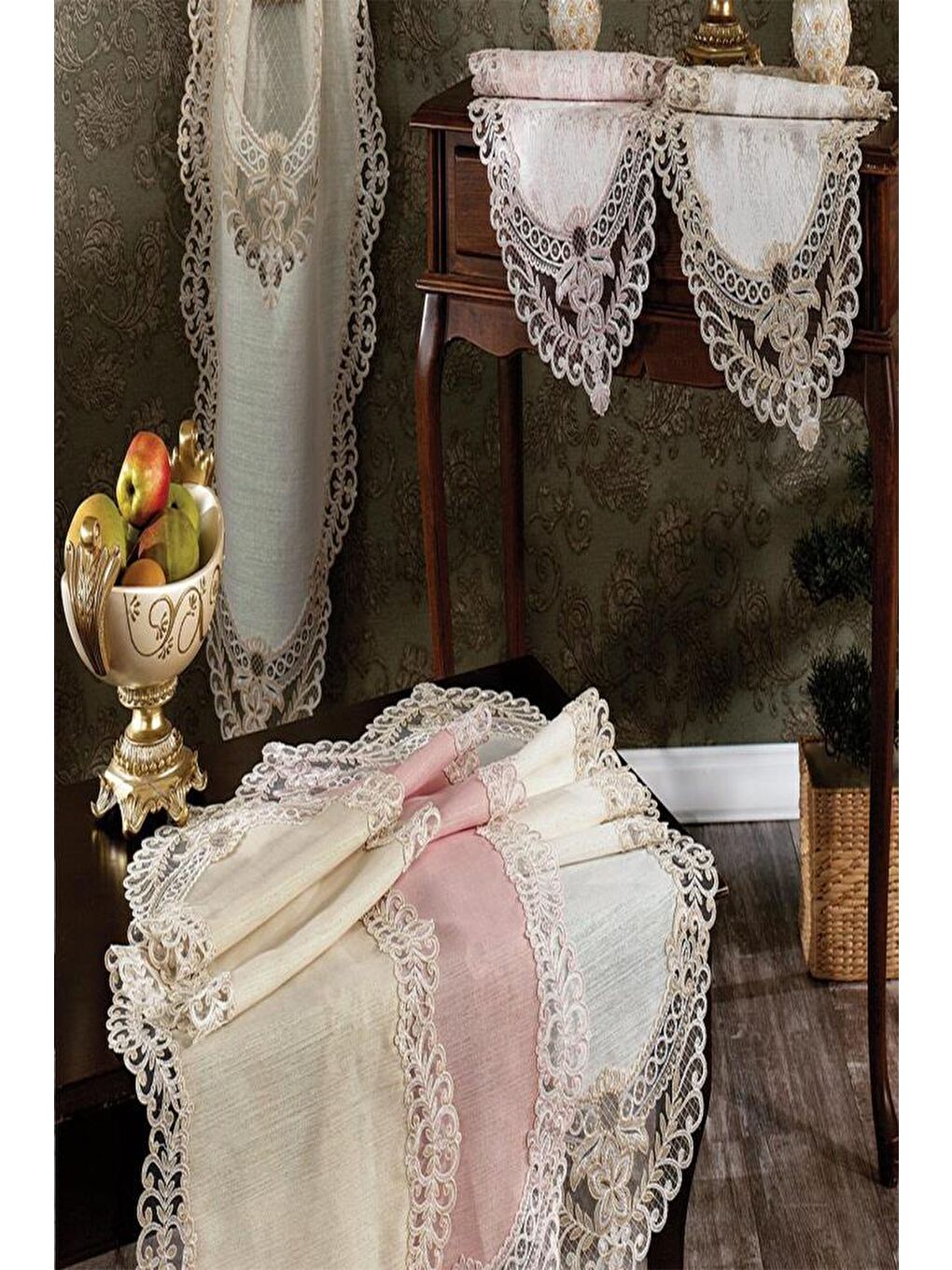 Pembe Dila Bulut Salon Takımı 5 Parça Pudra-4