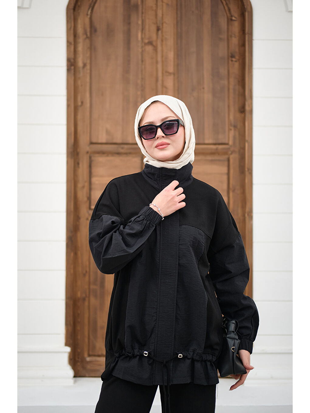 Kadın Garni Detaylı Bağcıklı Takım Siyah-4