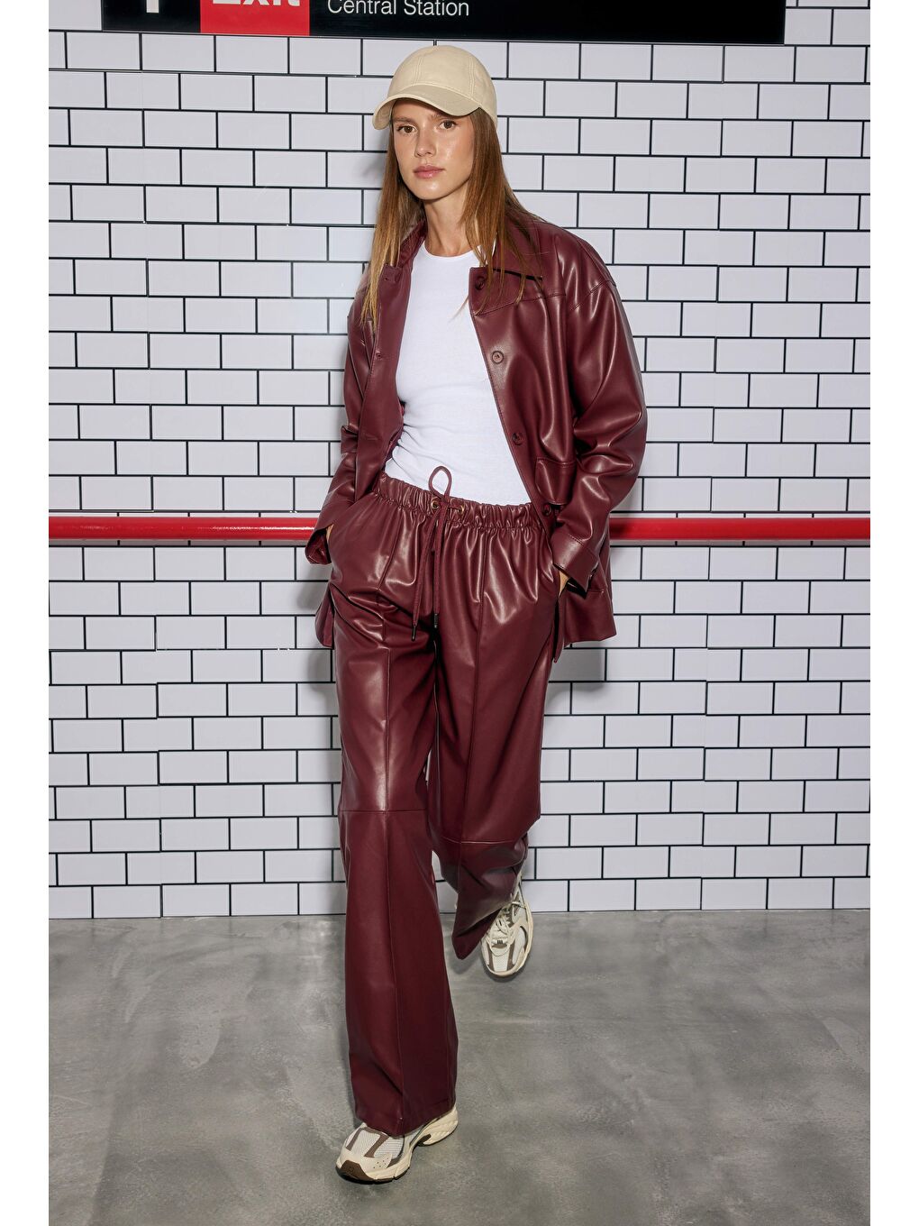 Rahat Kesim Deri Pantolon Bordo