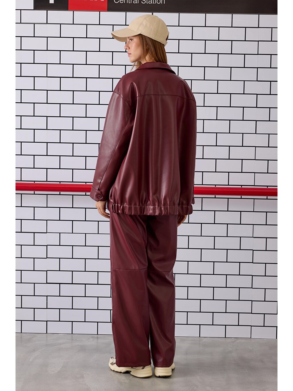 Rahat Kesim Deri Pantolon Bordo-3