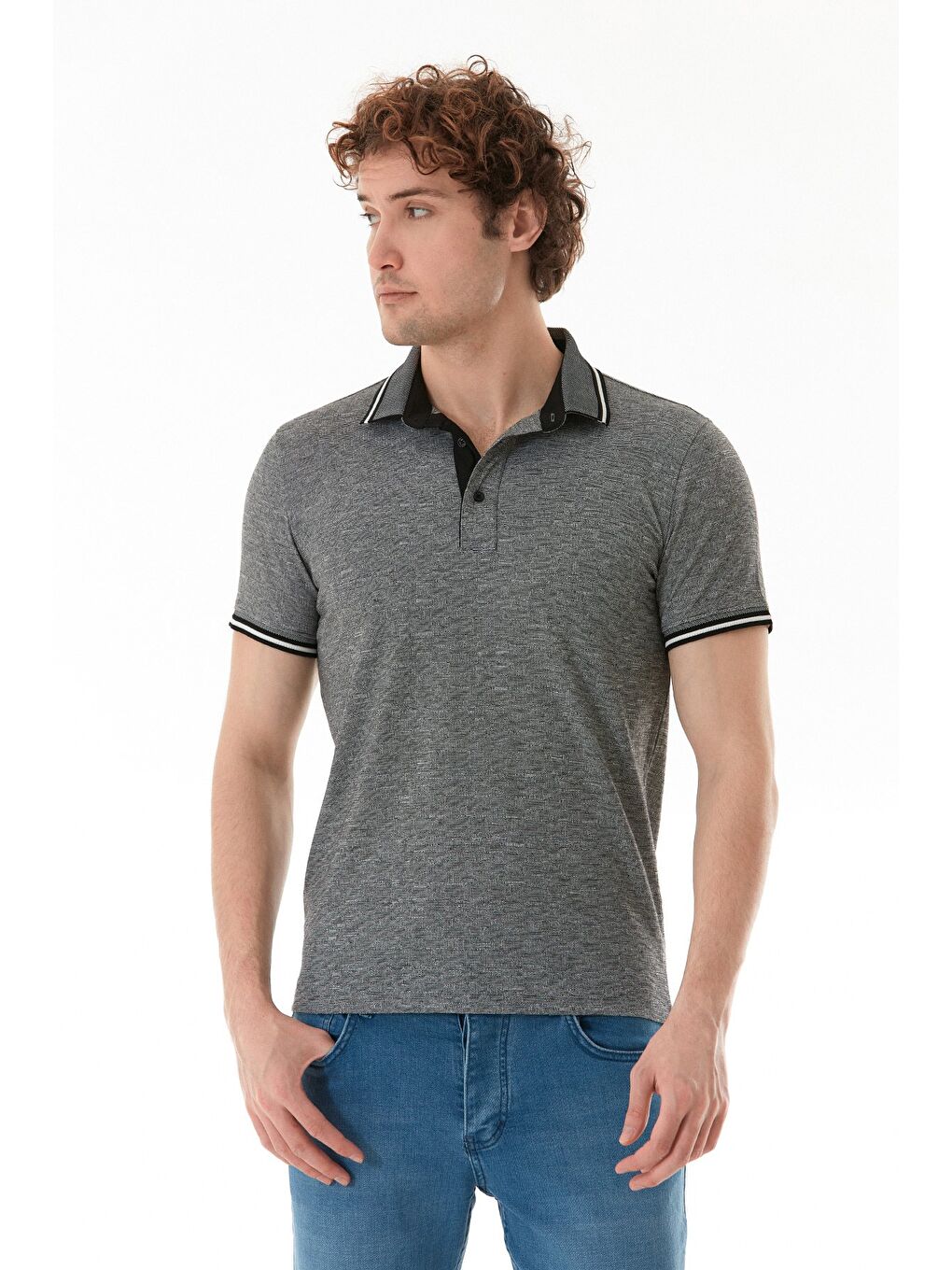 Siyah Süprem Kumaş Slim Fit Polo Yaka Tişört-2