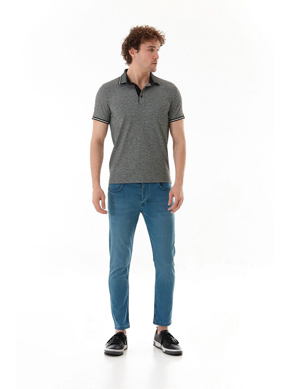 Siyah Süprem Kumaş Slim Fit Polo Yaka Tişört-4