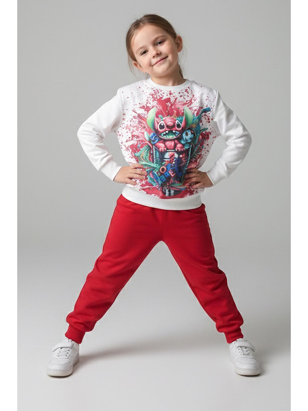 Kız Çocuk Bordo Baskılı Pijama Takımı - 28096-BORDO