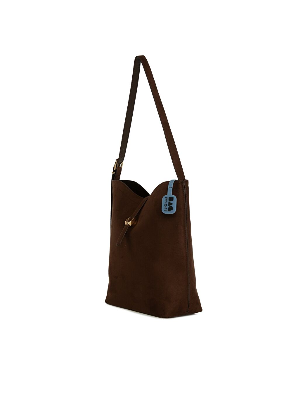 Kahverengi Şişe Dipli Kemer Detaylı Süet Çanta-1