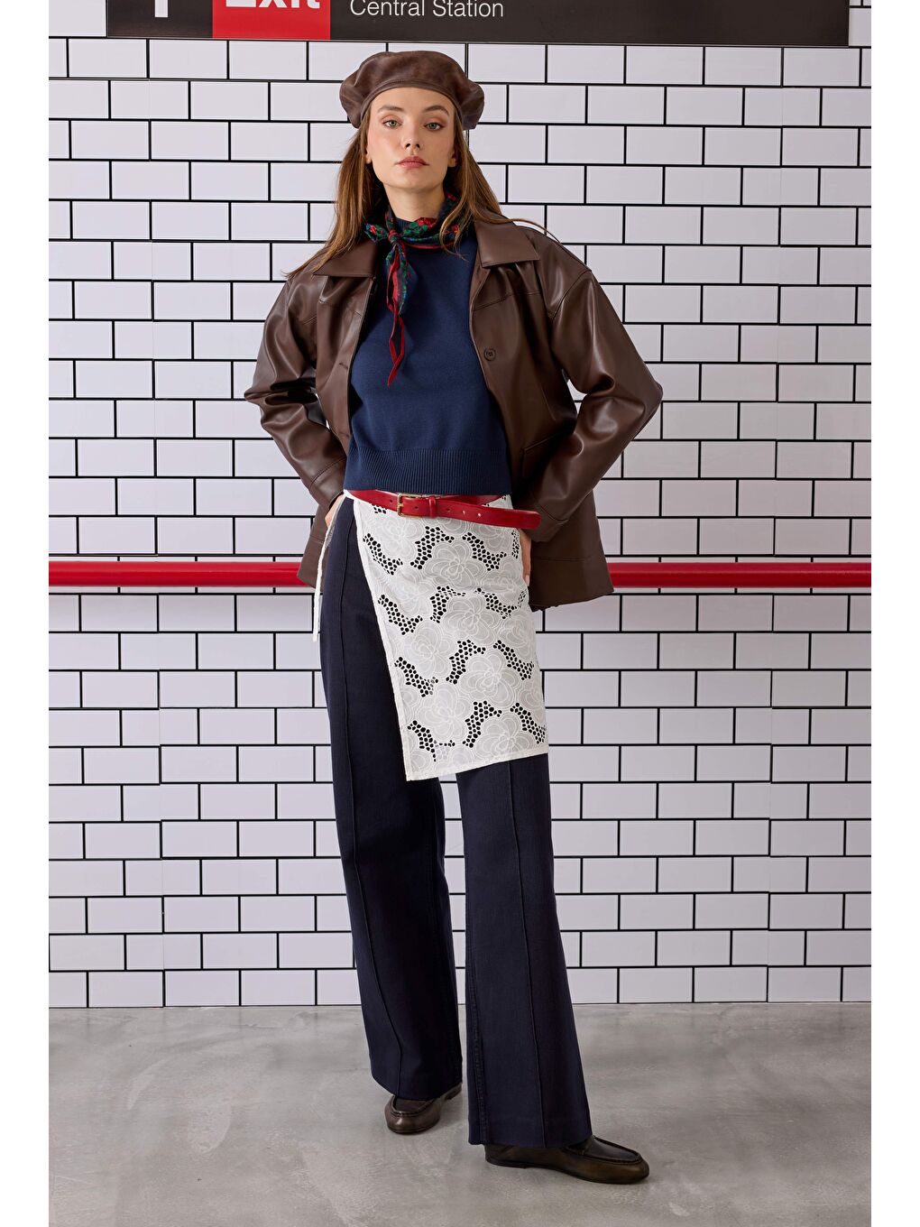 Nervürlü Denim Pantolon Koyu Lacivert-2