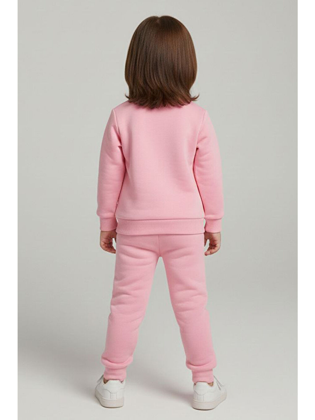 Kız Çocuk Pembe Baskılı Şardonlu Takım - 28099-PEMBE-1