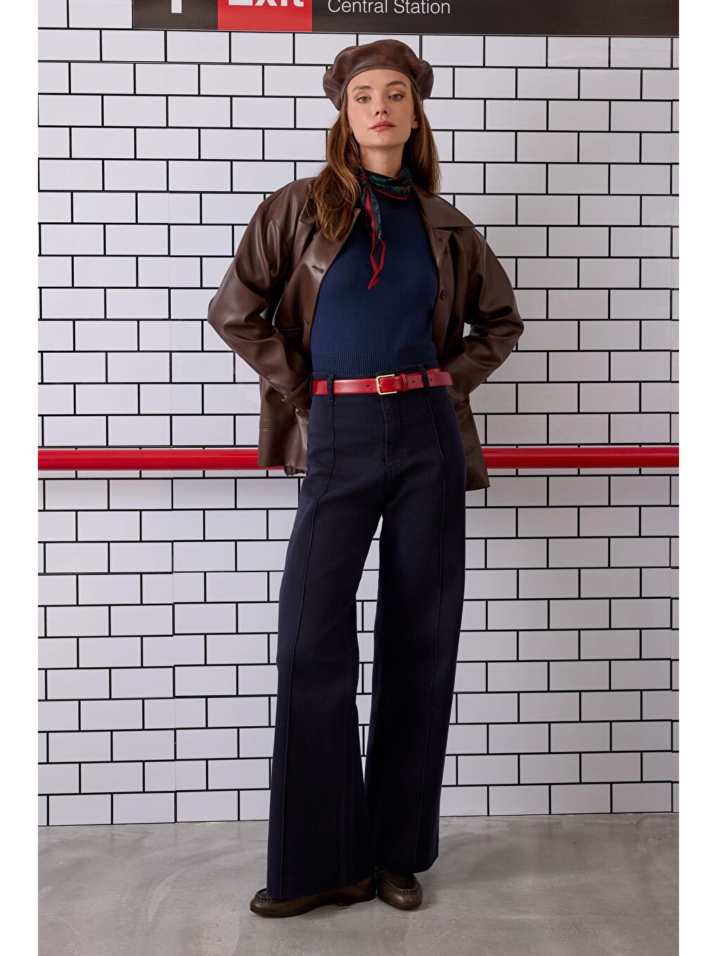 Nervürlü Denim Pantolon Koyu Lacivert-4