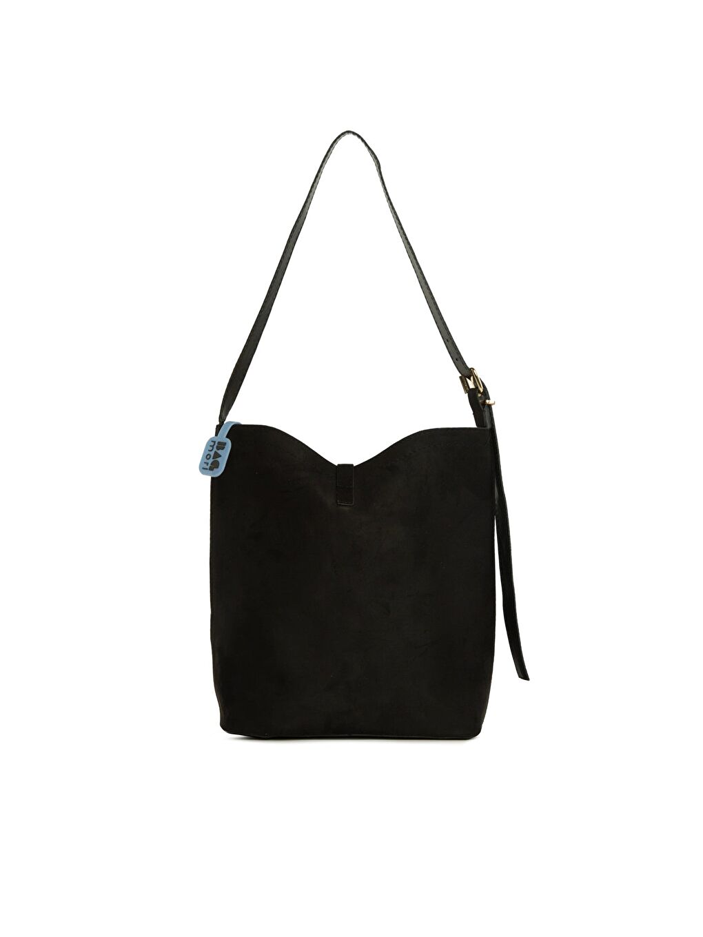 Siyah Şişe Dipli Kemer Detaylı Süet Çanta-3