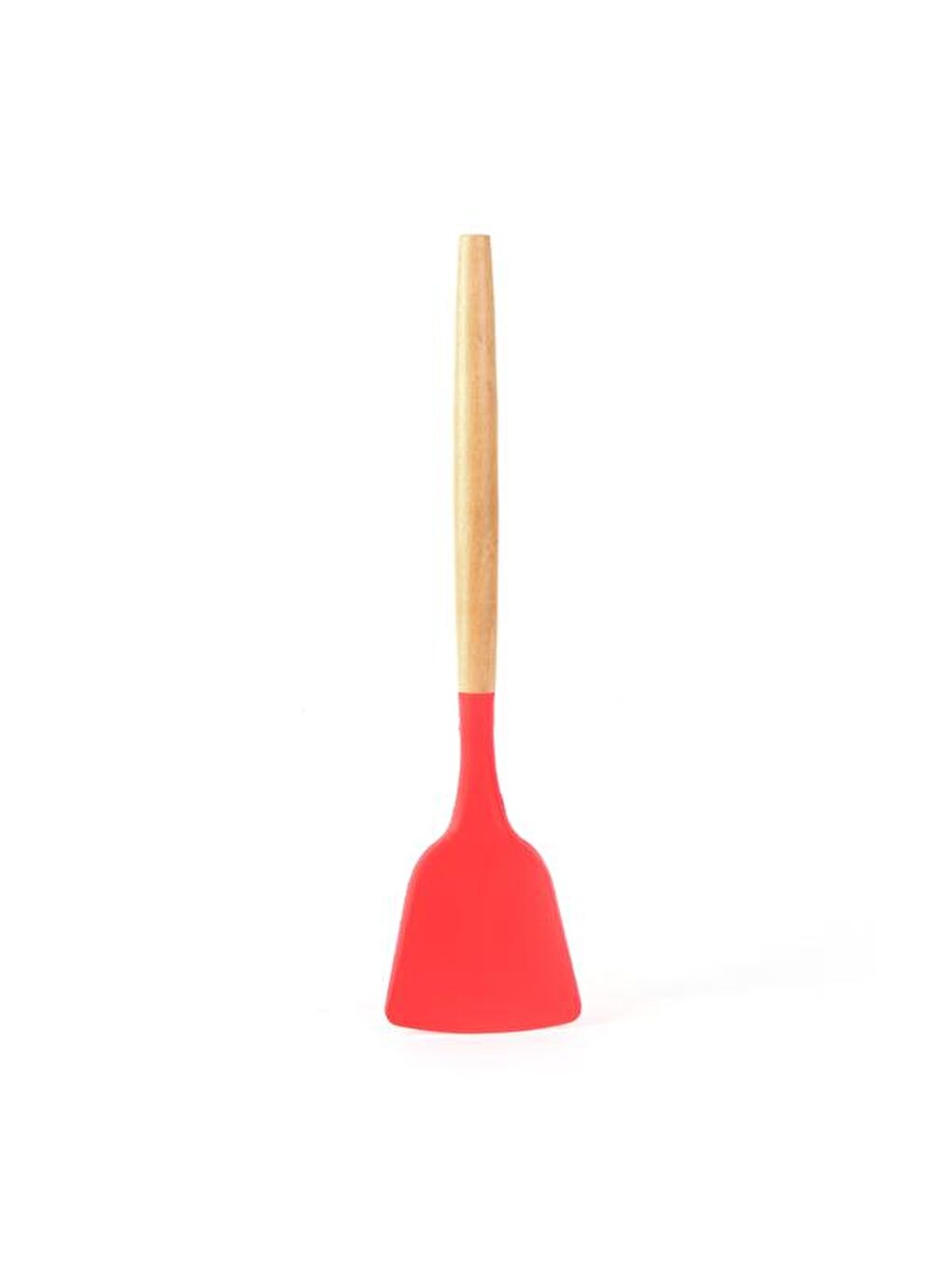 Karışık Silikon Başlıklı Ahşap Spatula - Renkli - 32 cm-1