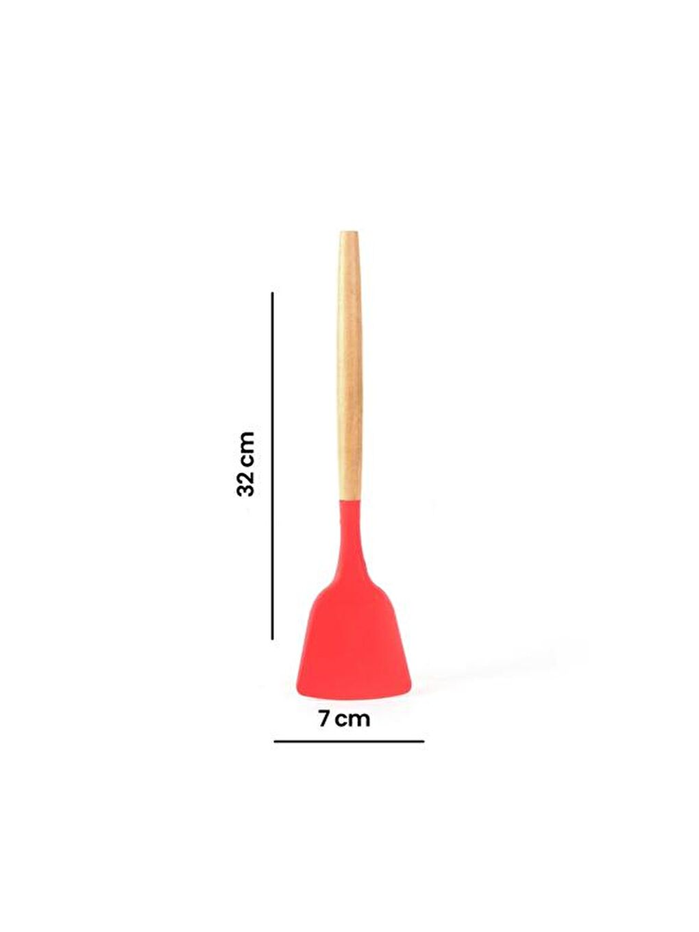 Karışık Silikon Başlıklı Ahşap Spatula - Renkli - 32 cm-6