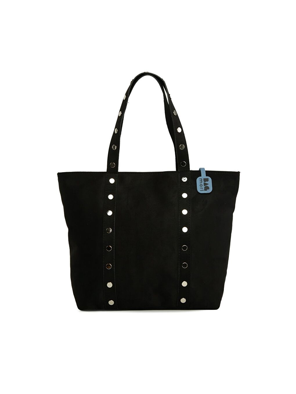 Siyah Trok Detaylı Süet Büyük Tote Çanta