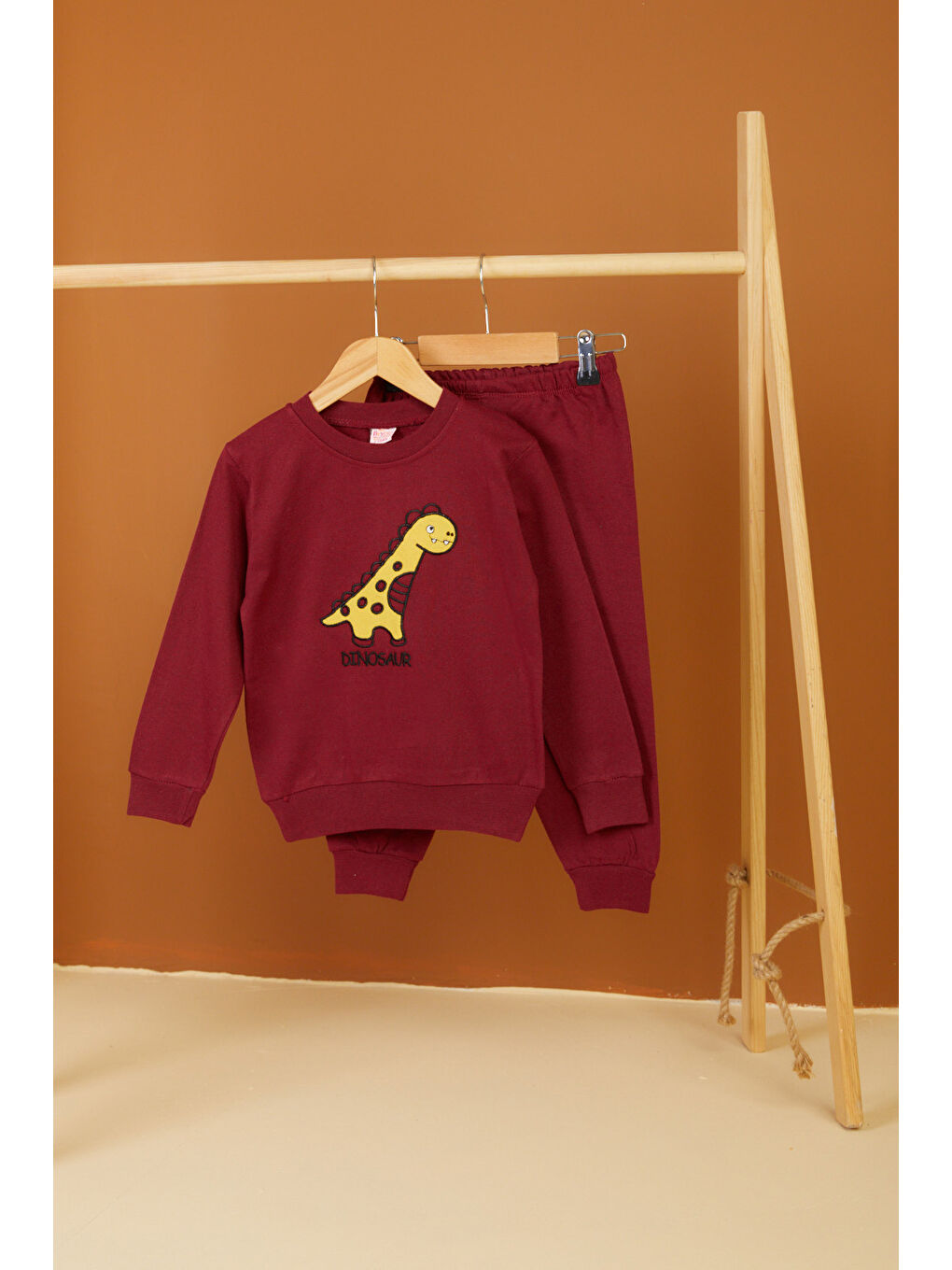 Erkek Çocuk Bordo Dinozor Nakışlı İkili Takım   26551