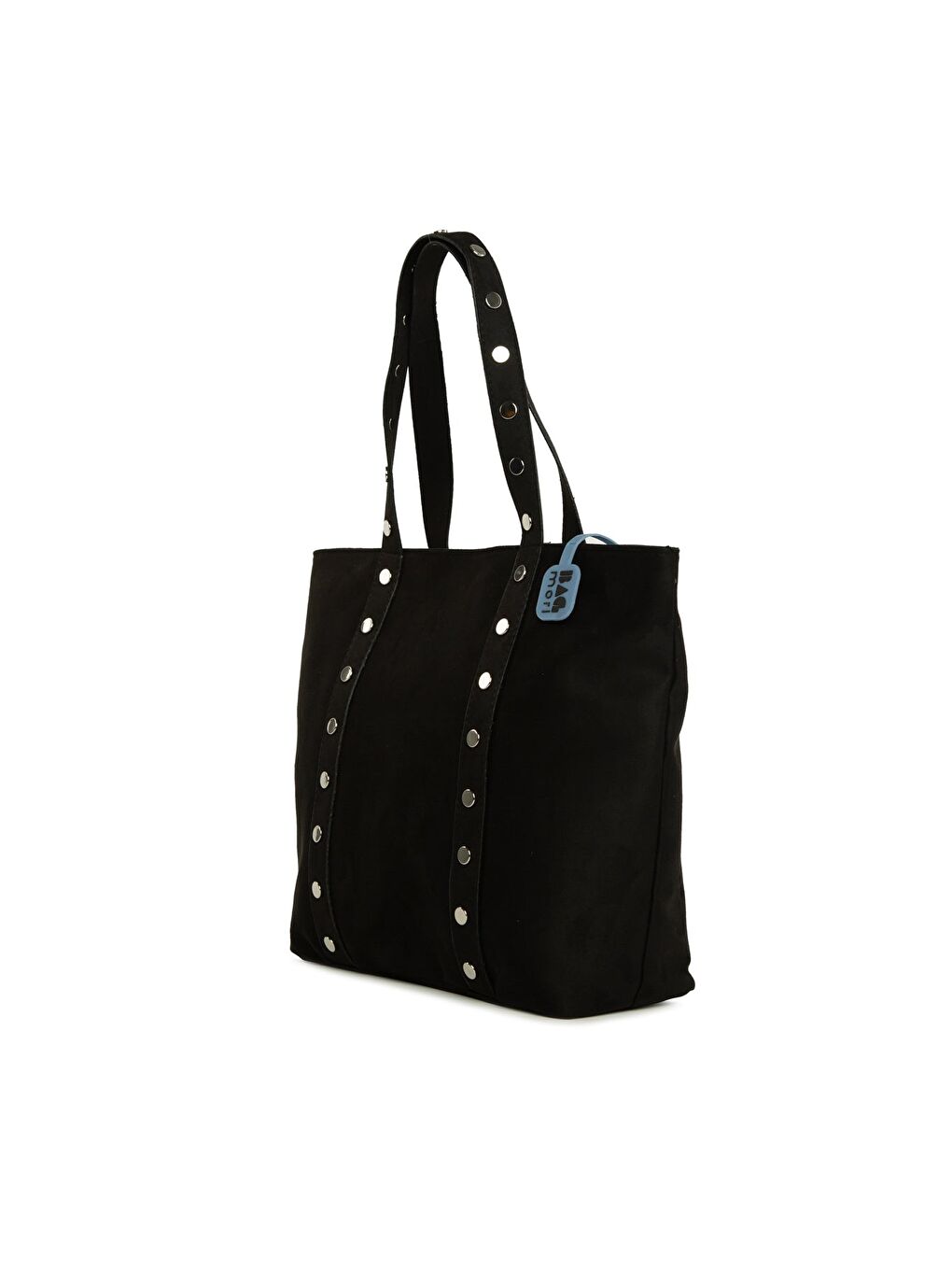 Siyah Trok Detaylı Süet Büyük Tote Çanta-1