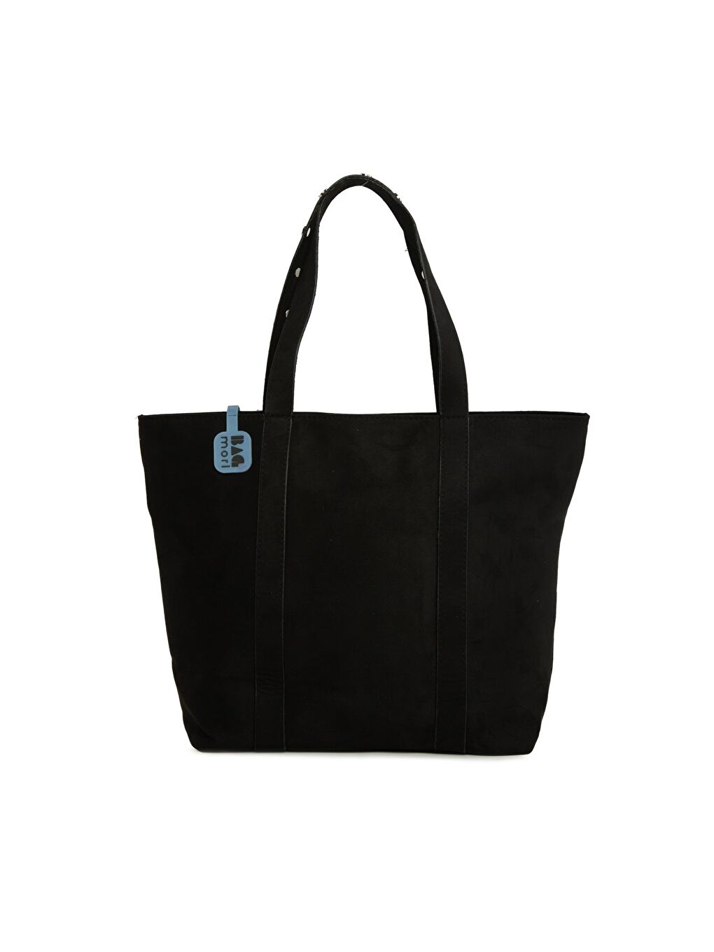 Siyah Trok Detaylı Süet Büyük Tote Çanta-2