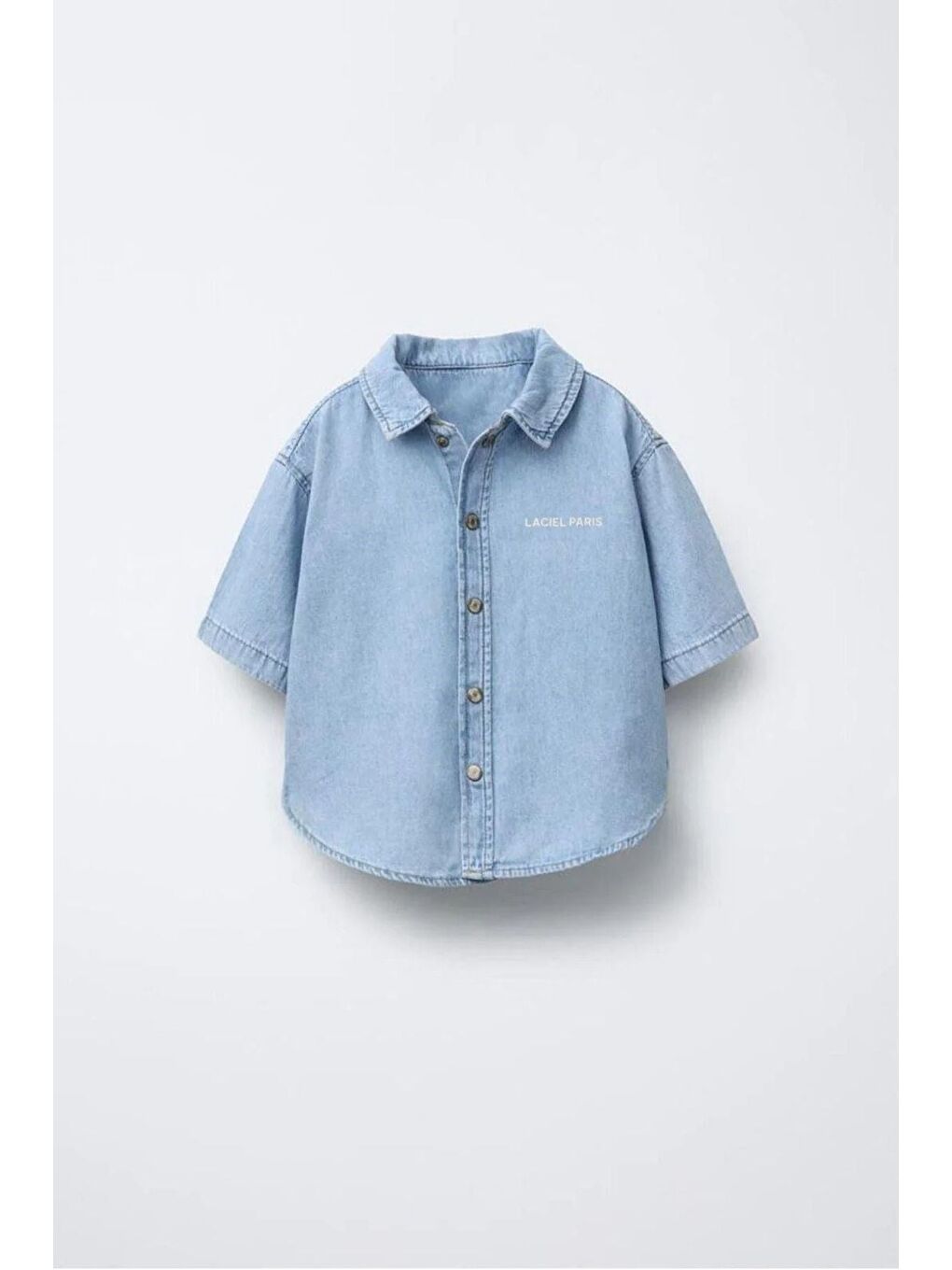 Erkek Çocuk Oversize Denim Mavi Gömlek Şort Takım - Yazlık İkili Takım-1