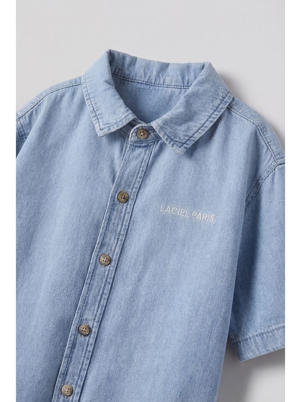 Erkek Çocuk Oversize Denim Mavi Gömlek Şort Takım - Yazlık İkili Takım-3